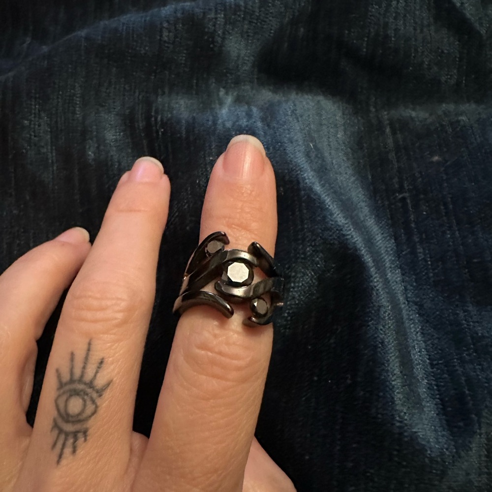 Unique Custom Natural Black Diamond Titanium Ring